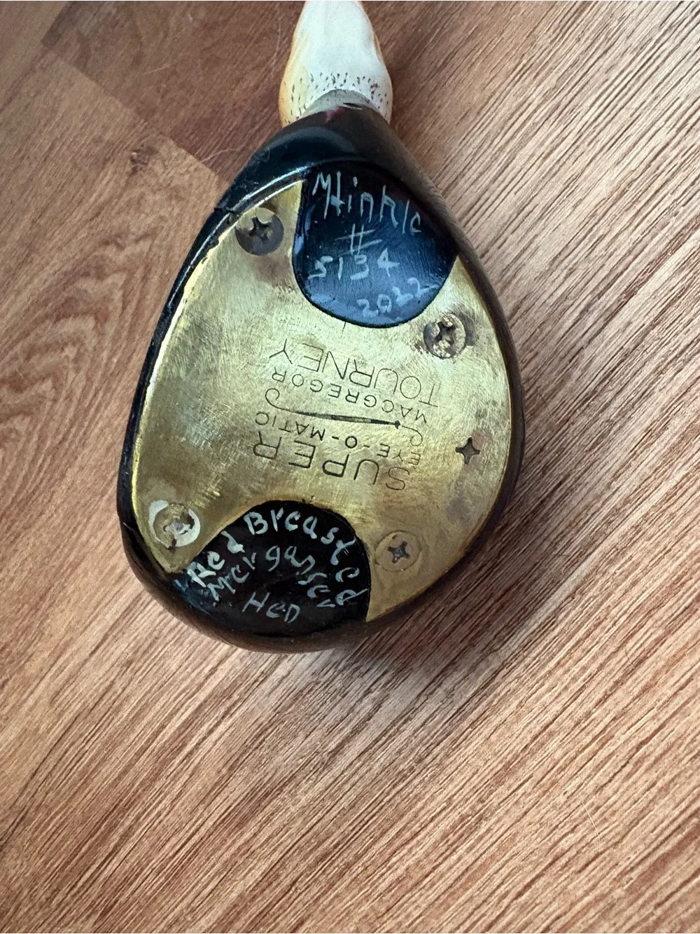 Vintage Red-Breasted Merganser Carved into Golf Club from 2022 Player